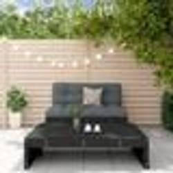 vidaXL Salon de jardin 2 pcs avec coussins noir bois massif