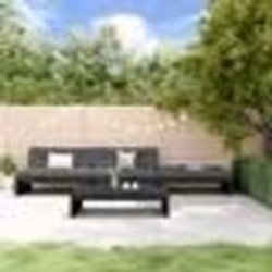 vidaXL Salon de jardin 4 pcs avec coussins noir bois massif