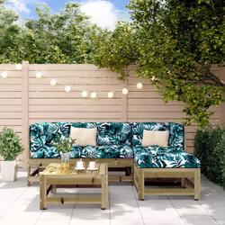 Ce salon de jardin en bois, qui se démarque par son design à lattes, sera un excellent supplément à votre jardin, patio ou te ...