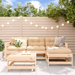 Ce salon de jardin en bois, qui se démarque par son design à lattes, sera un excellent supplément à votre jardin, patio ou te ...