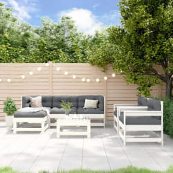 vidaXL Salon de jardin 7 pcs Blanc Bois de pin massif