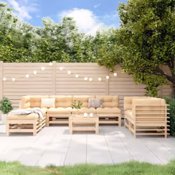 Ce salon de jardin en bois, qui se démarque par son design à lattes, sera un excellent supplément à votre jardin, patio ou te ...