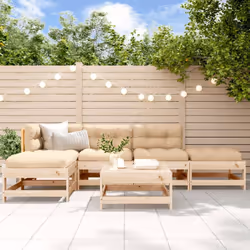 Ce salon de jardin en bois, qui se démarque par son design à lattes, sera un excellent supplément à votre jardin, patio ou te ...