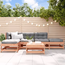 Ce salon de jardin en bois, qui se démarque par son design à lattes, sera un excellent supplément à votre jardin, patio ou te ...