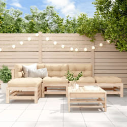 vidaXL Salon de jardin 6 pcs Bois de pin massif