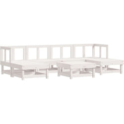 Salon de jardin 7 pcs Blanc Bois de pin massif vidaXL