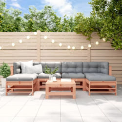 vidaXL Salon de jardin massifs 7 pcs - Douglas