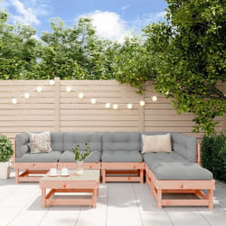 vidaXL Salon de Jardin 7 pcs Canapés avec Repose-pied Ensemble de Meubles avec Table Basse Patio Terrasse Rustique Bois 3186408