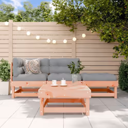 Ce salon de jardin en bois, qui se démarque par son design à lattes, sera un excellent supplément à votre jardin, patio ou te ...