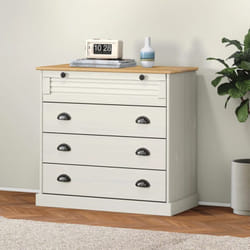Commode vigo blanc 80x40x76 cm bois massif de pin