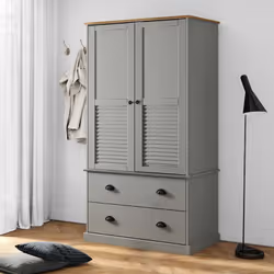 Cette garde-robe classique en bois offre un grand espace de rangement pour garder vos vêtements, chaussures et accessoires bi ...