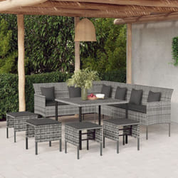Vidaxl - Ensemble à manger jardin 6pcs et coussins gris résine tressée