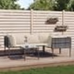 vidaXL Salon de jardin 5 pcs avec coussins Gris Résine tressée