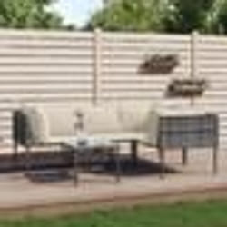 vidaXL Salon de jardin 5 pcs avec coussins Gris Résine tressée