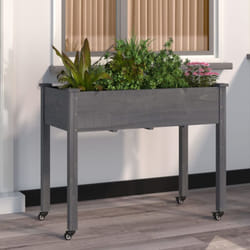 Vidaxl - Jardinière sur roues avec doublure gris 118x59x80 cm bois sapin