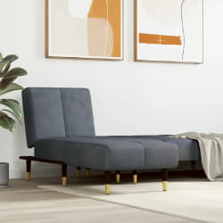 vidaXL Chaise longue gris foncé velours