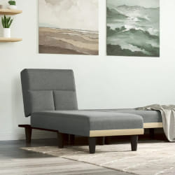 vidaXL Chaise longue gris foncé tissu
