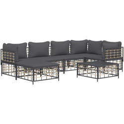 vidaXL Salon de jardin 7 pcs avec coussins anthracite résine tressée