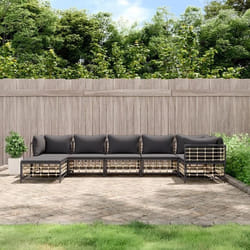 vidaXL Salon de jardin 7 pcs avec coussins anthracite résine tressée