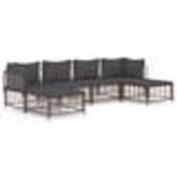 vidaXL Salon de jardin 6 pcs avec coussins anthracite résine tressée
