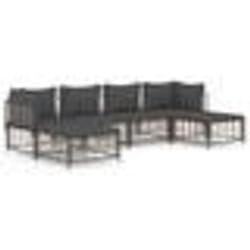 vidaXL Salon de jardin 6 pcs avec coussins anthracite résine tressée