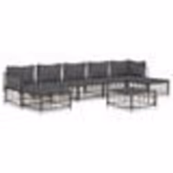 vidaXL Salon de jardin 8 pcs avec coussins anthracite résine tressée
