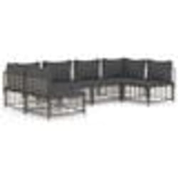 vidaXL Salon de jardin 6 pcs avec coussins anthracite résine tressée