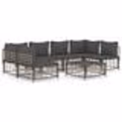 vidaXL Salon de jardin 7 pcs avec coussins anthracite résine tressée