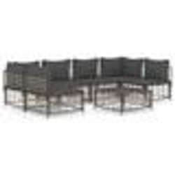 vidaXL Salon de jardin 7 pcs avec coussins anthracite résine tressée