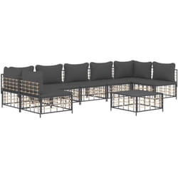 vidaXL Salon de jardin 8 pcs avec coussins anthracite résine tressée