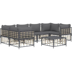 vidaXL Salon de jardin 7 pcs avec coussins anthracite résine tressée