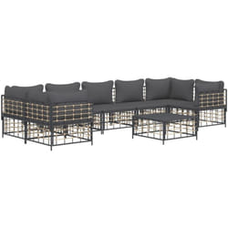 vidaXL Salon de jardin 8 pcs avec coussins anthracite résine tressée