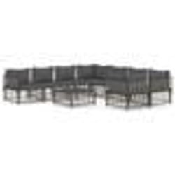 vidaXL Salon de jardin 9 pcs avec coussins anthracite résine tressée