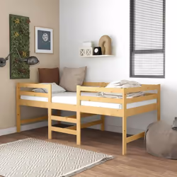 Ce cadre de lit en bois offre un espace supplémentaire aux adolescents en pleine croissance ou accueille confortablement des  ...