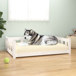 Lit pour chien blanc 105,5x75,5x28 cm bois de pin solide - Vidaxl