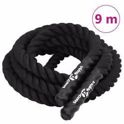 vidaXL Corde de Combat Corde dEntraînement Ondulatoire avec Poignées Corde de Bataille Portable pour Exercice Noir 9 m 94266