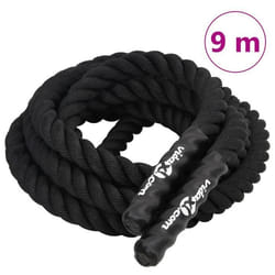 vidaXL Corde de Combat Corde dEntraînement Ondulatoire avec Poignées Corde de Bataille Portable pour Exercice Noir 9 m 94266