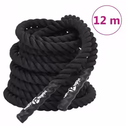 vidaXL Corde de Combat Corde dEntraînement Ondulatoire avec Poignées Corde de Bataille Portable pour Exercice Noir 12 m 94267
