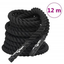 vidaXL Corde de Combat Corde dEntraînement Ondulatoire avec Poignées Corde de Bataille Portable pour Exercice Noir 12 m 94267