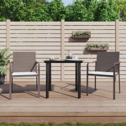 vidaXL Ensemble à manger de jardin 3 pcs coussins résine tressée acier