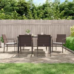 vidaXL Ensemble à manger de jardin 7 pcs coussins résine tressée acier