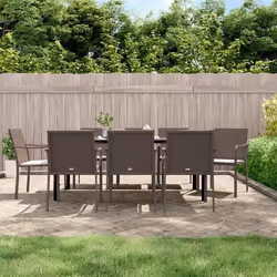 vidaXL Ensemble à manger de jardin 9 pcs coussins résine tressée acier