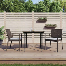 vidaXL Ensemble à manger de jardin 3 pcs coussins résine tressée acier