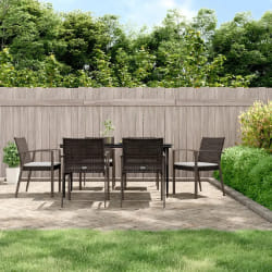 vidaXL Ensemble à manger de jardin 7 pcs coussins résine tressée acier