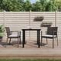 vidaXL Ensemble à manger de jardin 3 pcs coussins résine tressée acier