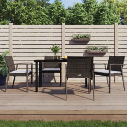 vidaXL Ensemble à manger de jardin 5 pcs coussins résine tressée acier