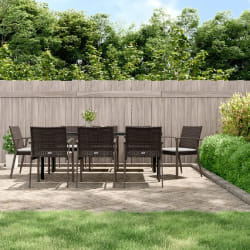 vidaXL Ensemble à manger de jardin 9 pcs coussins résine tressée acier
