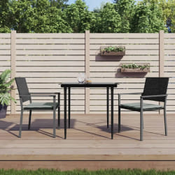 vidaXL Ensemble à manger de jardin 3 pcs coussins résine tressée acier