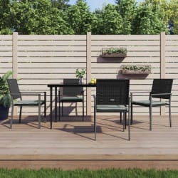 vidaXL Ensemble à manger de jardin 5 pcs coussins résine tressée acier