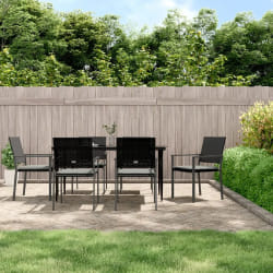 vidaXL Ensemble à manger de jardin 7 pcs coussins résine tressée acier